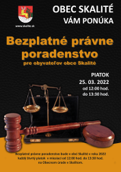 Bezplatné právne poradenstvo - 25.03.2022 PIATOK 1